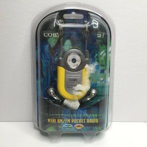 Coby Dynamic Bass Boost System Yellow CX-7 AM/FM Radio Mini Pocket Radio Earbuds